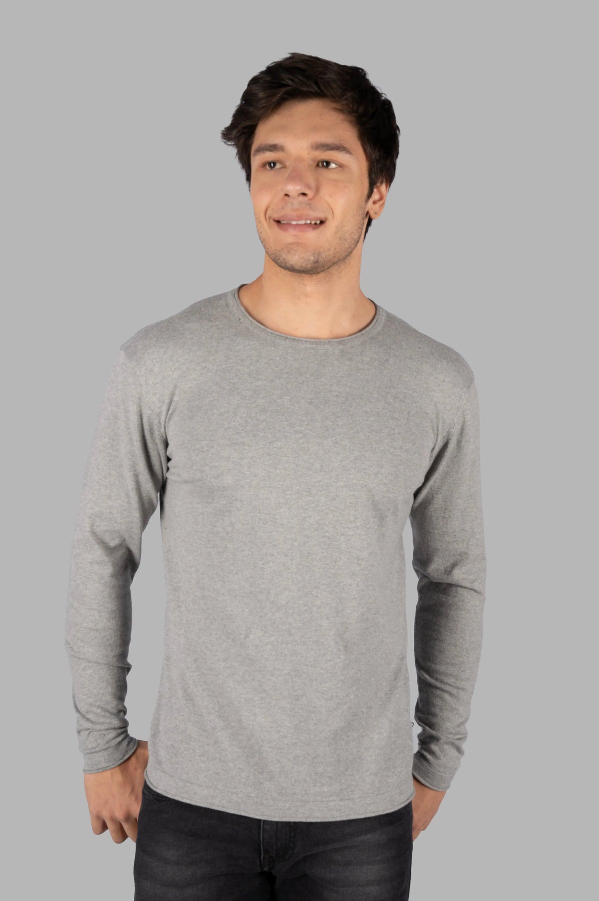 Light Grey Round Neck Pullover Tim Paris