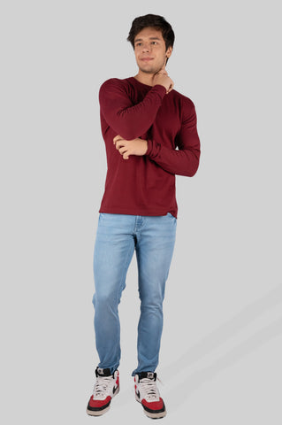 Wine Round Neck Pullover Tim Paris