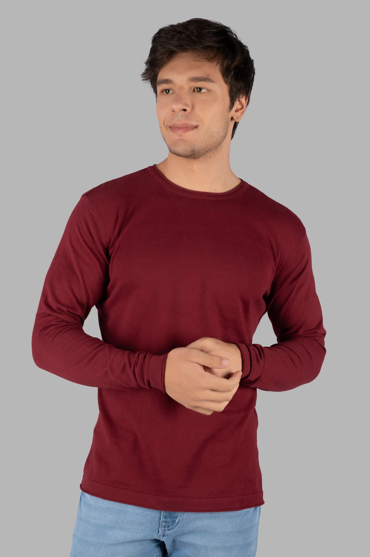 Wine Round Neck Pullover Tim Paris