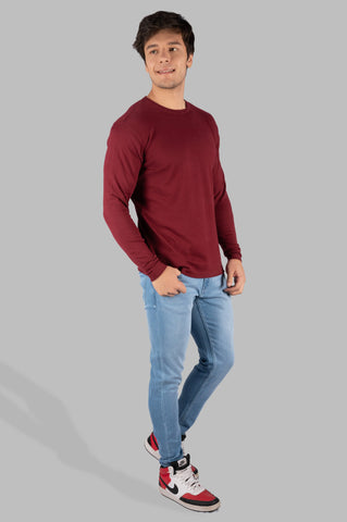 Wine Round Neck Pullover Tim Paris