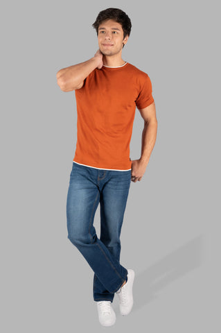Bombay Brown Solid Round Neck T-Shirt Tim Paris