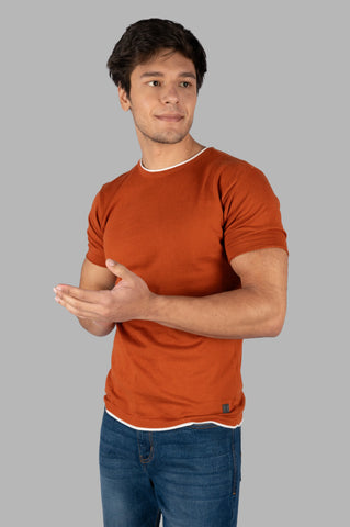 Bombay Brown Solid Round Neck T-Shirt Tim Paris