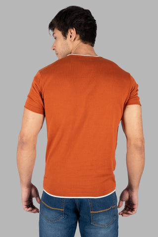Bombay Brown Solid Round Neck T-Shirt Tim Paris
