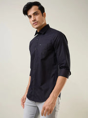 Black Solid Regular Fit Shirt TIM PARIS
