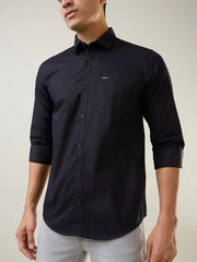 Black Solid Regular Fit Shirt TIM PARIS