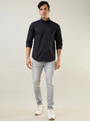 Black Solid Regular Fit Shirt TIM PARIS