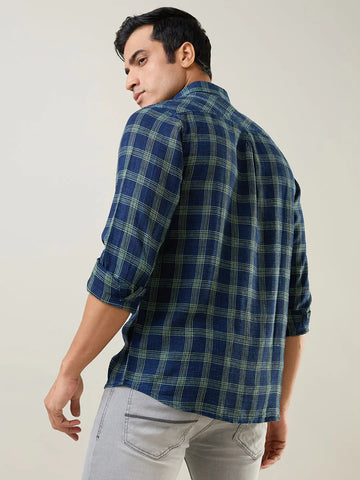 Green Checkered Regular Fit Shirt TIM PARIS