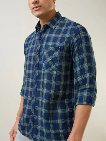 Green Checkered Regular Fit Shirt TIM PARIS