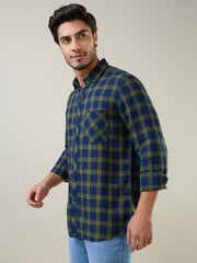 Blue Checkered Regular Fit Shirt