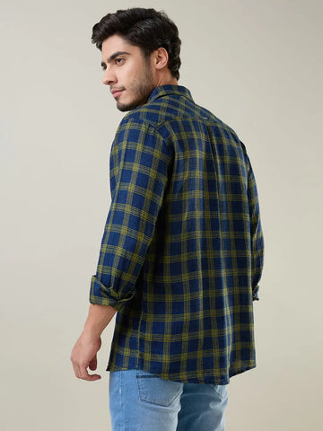 Blue Checkered Regular Fit Shirt TIM PARIS