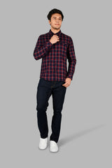 Red Checked Regular Fit Shirt