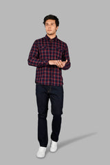 Red Checked Regular Fit Shirt
