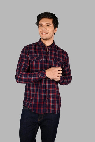 Red Checked Regular Fit Shirt Tim Paris