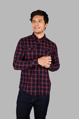 Red Checked Regular Fit Shirt