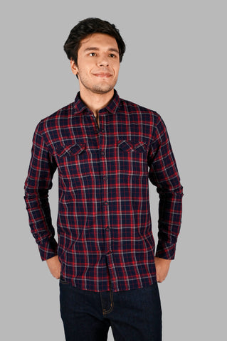 Red Checked Regular Fit Shirt Tim Paris