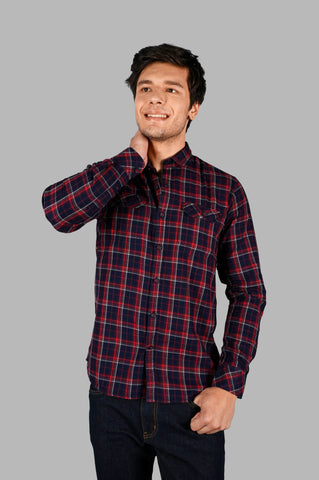 Red Checked Regular Fit Shirt Tim Paris