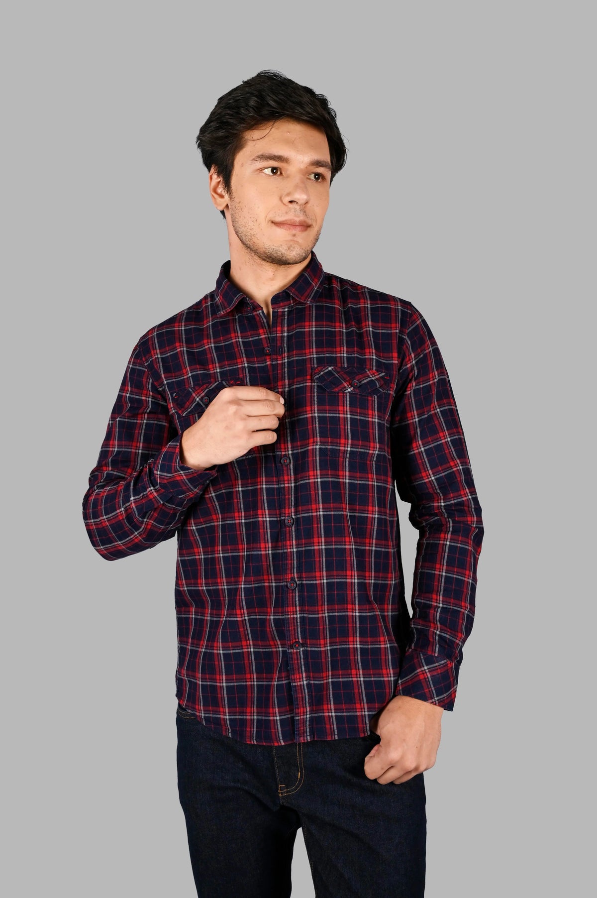 Red Checked Regular Fit Shirt Tim Paris