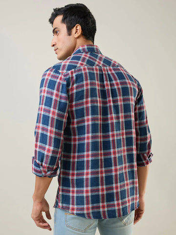 Red Checkered Regular Fit Shirt TIM PARIS