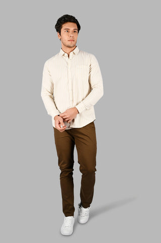 Beige Striped Regular Fit Shirt Tim Paris