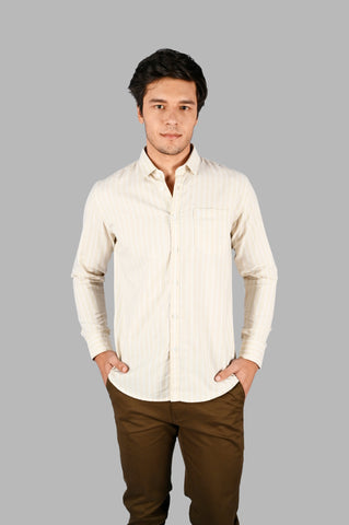 Beige Striped Regular Fit Shirt Tim Paris