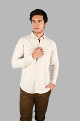 Beige Striped Regular Fit Shirt