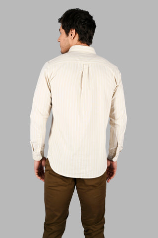 Beige Striped Regular Fit Shirt Tim Paris