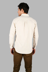 Beige Striped Regular Fit Shirt
