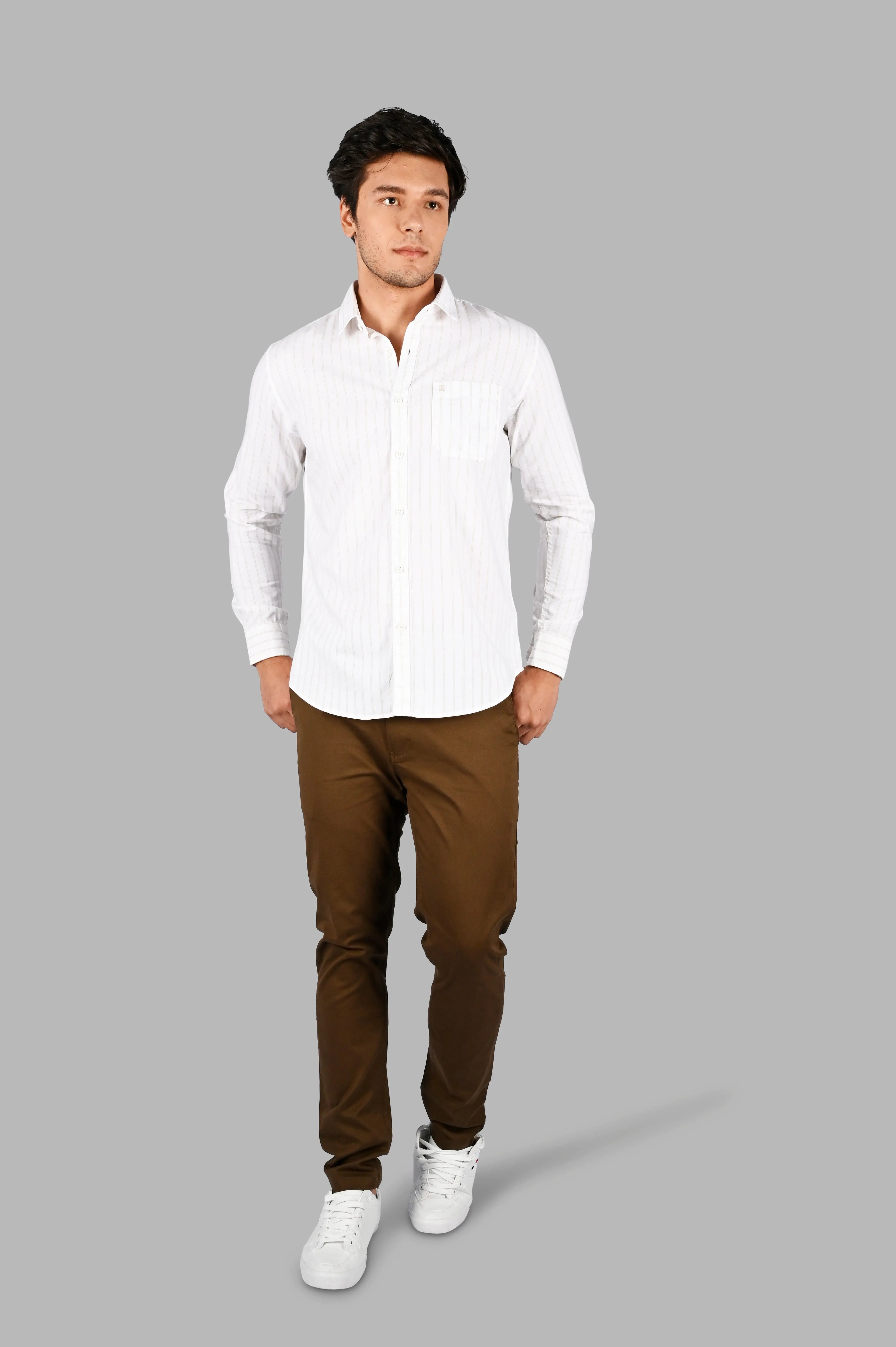 White Striped Regular Fit Shirt TIM PARIS