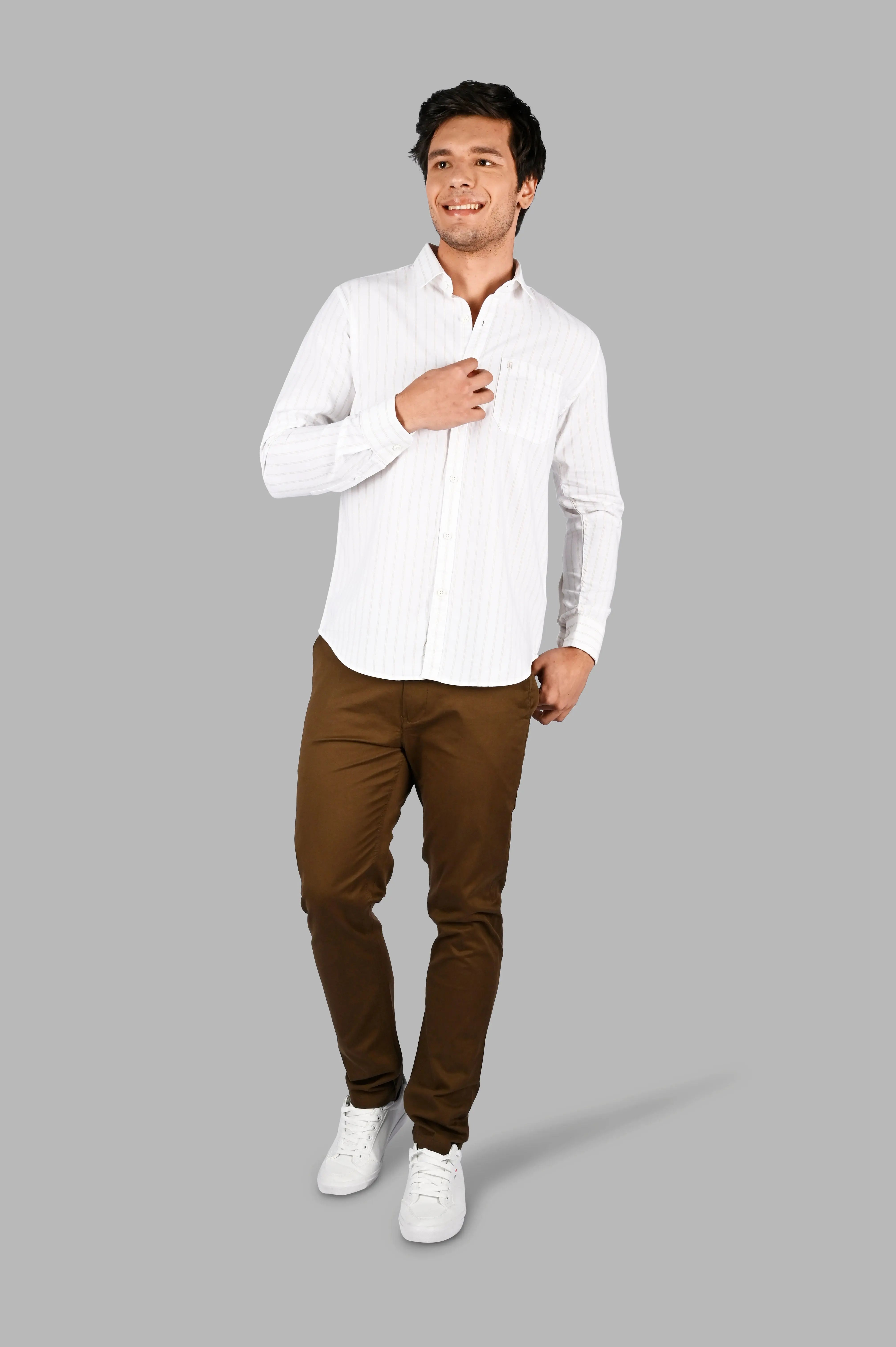 White Striped Regular Fit Shirt TIM PARIS