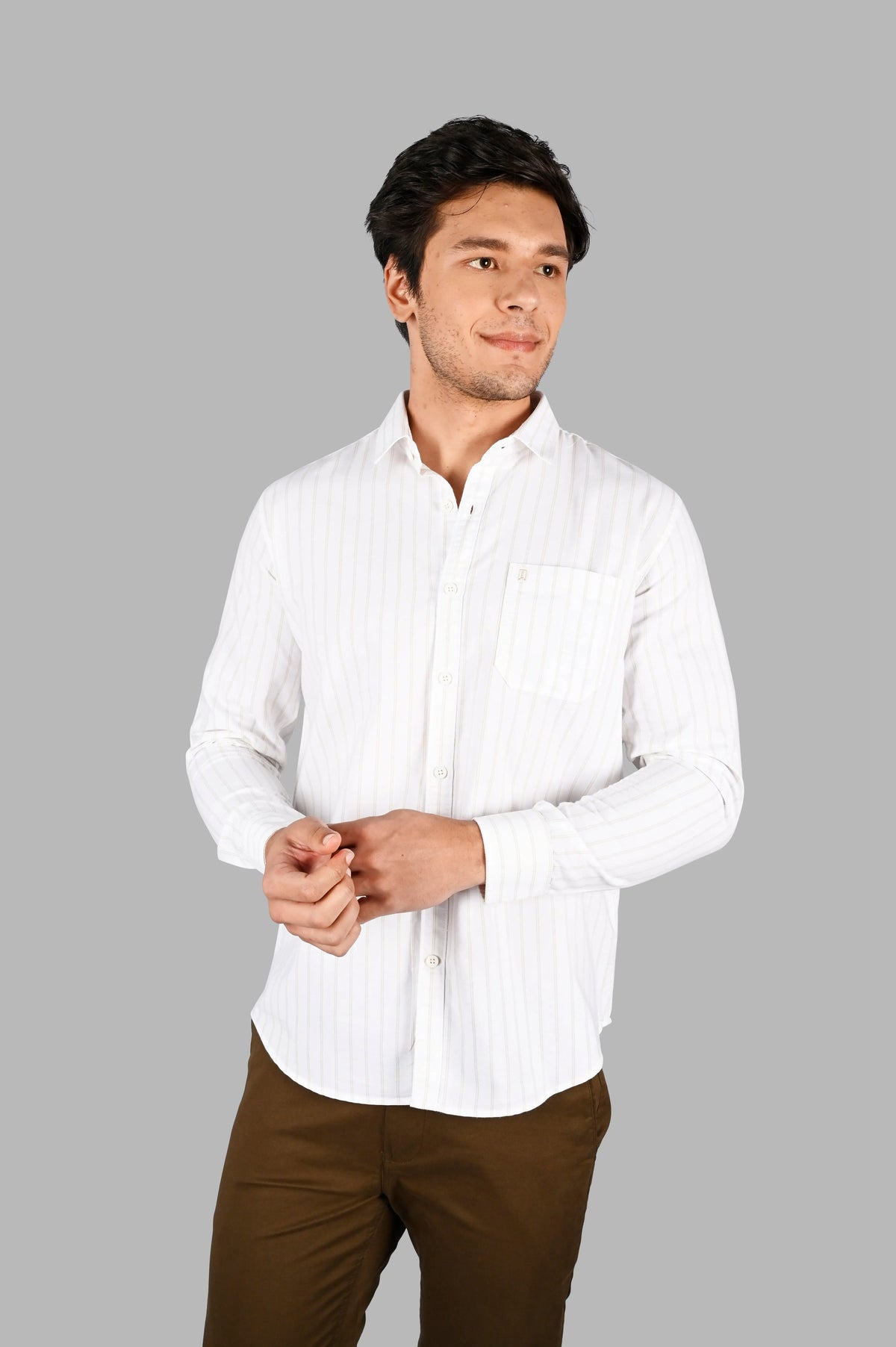 White Striped Regular Fit Shirt TIM PARIS