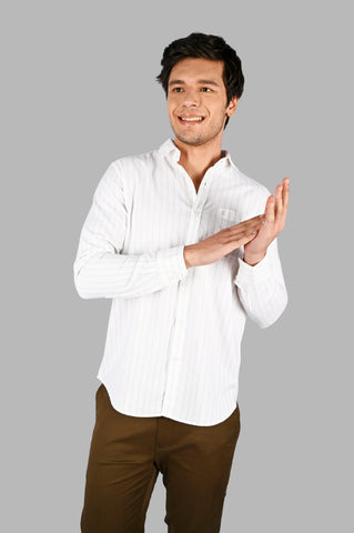 White Striped Regular Fit Shirt TIM PARIS