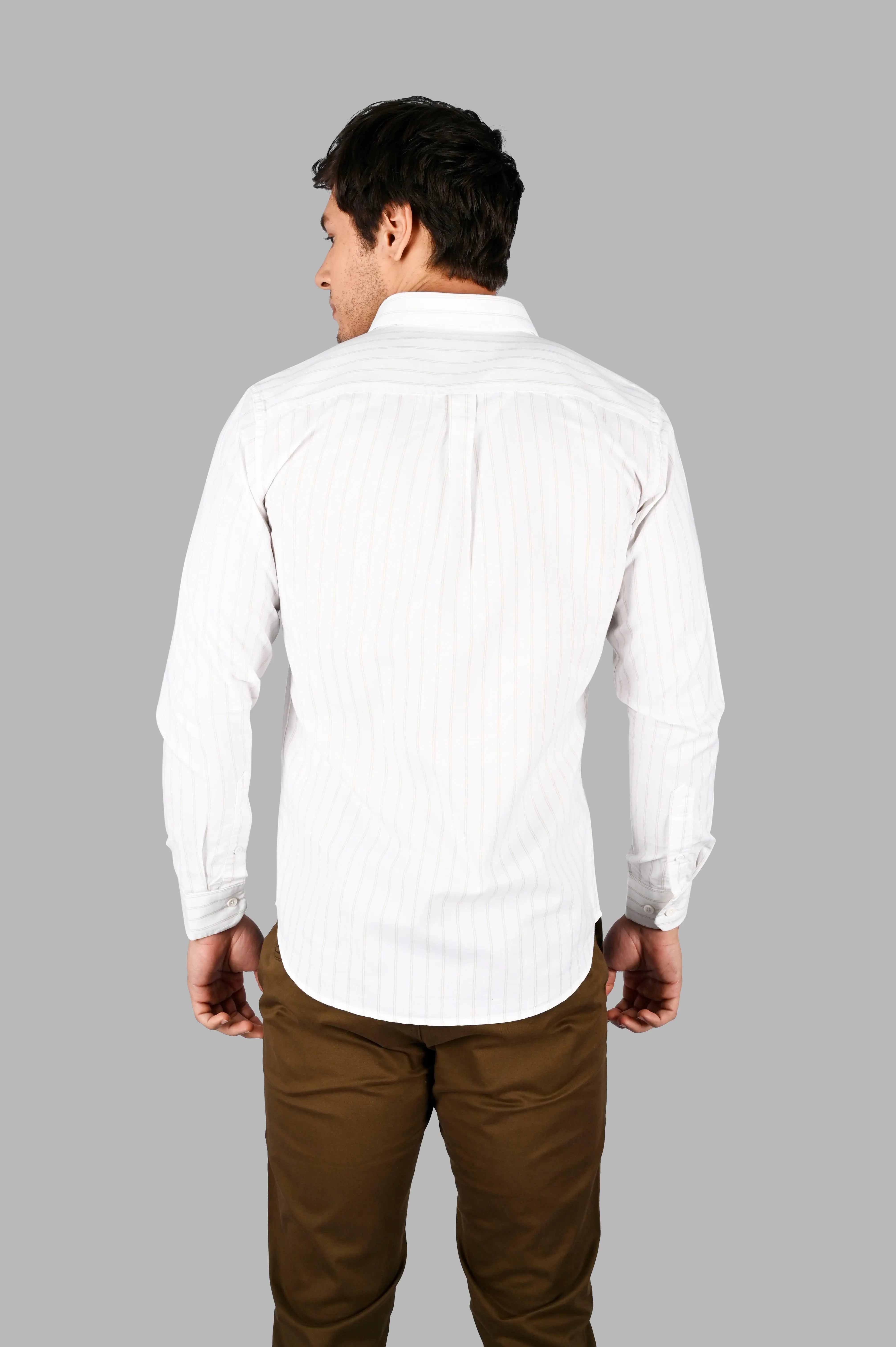 White Striped Regular Fit Shirt TIM PARIS