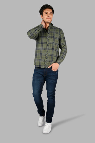 Green Plaid Check Shirt Tim Paris