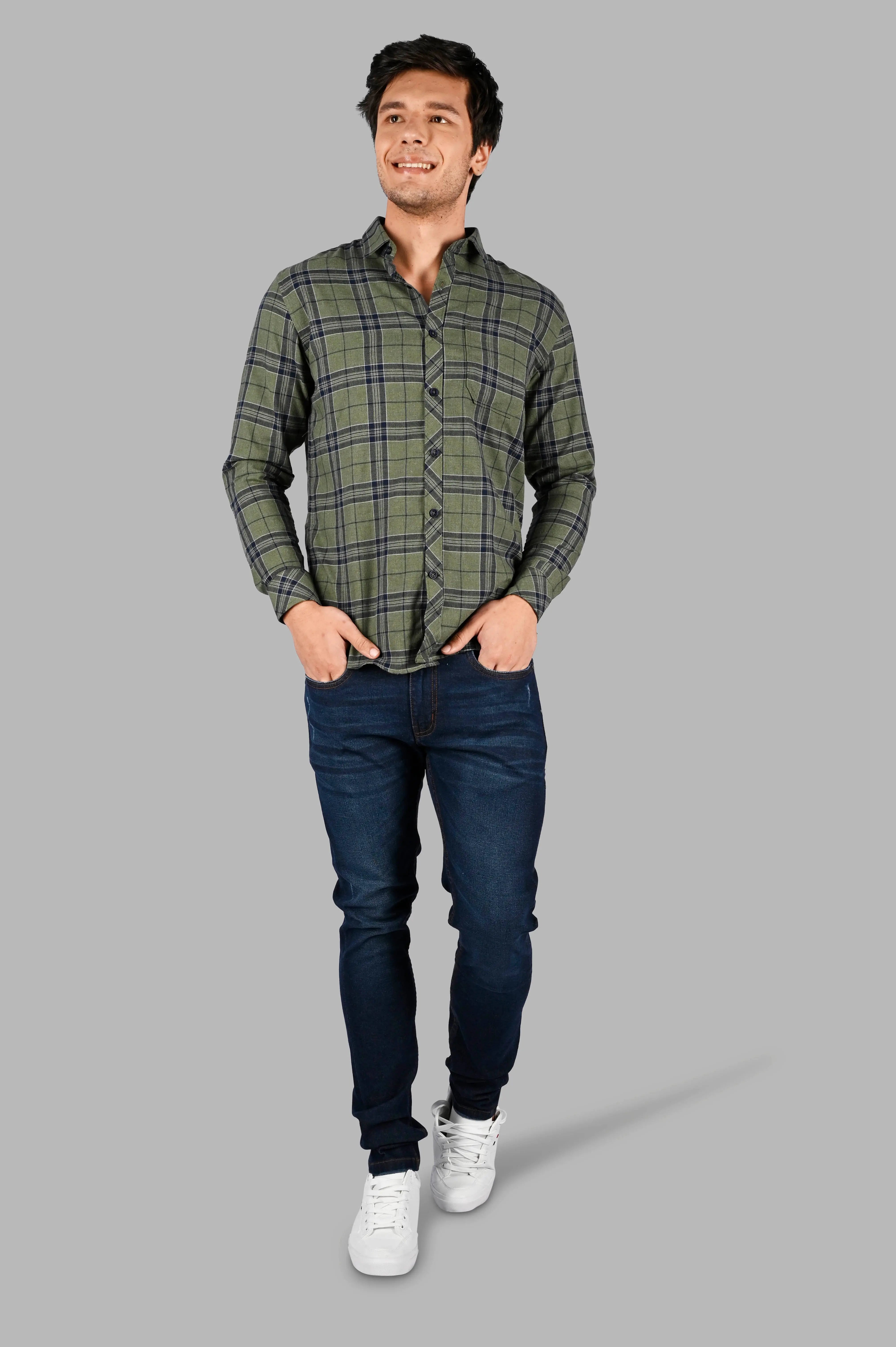 Green Plaid Check Shirt Tim Paris