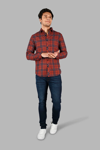 Rust Plaid Check Shirt Tim Paris