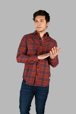 Rust Plaid Check Shirt Tim Paris