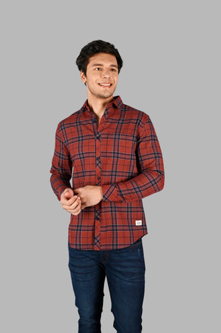 Rust Plaid Check Shirt Tim Paris