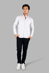 White Printed Slim Fit Shirt