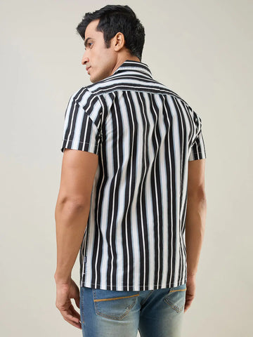 Black Striped Regular Fit Shirt TIM PARIS
