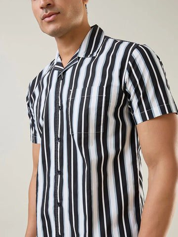 Black Striped Regular Fit Shirt TIM PARIS