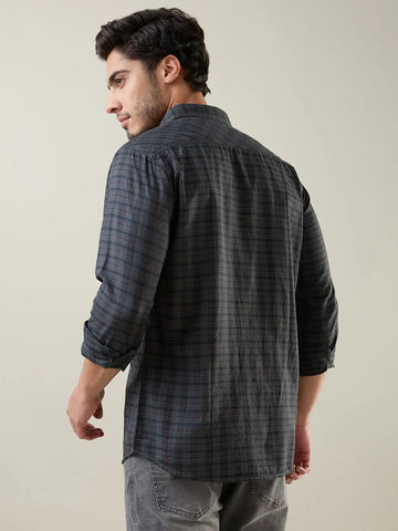 Grey Checkered Regular Fit Shirt TIM PARIS