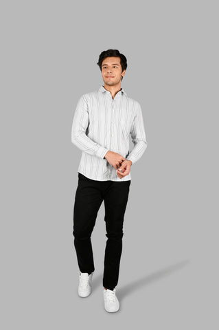 Grey Striped Slim Fit Shirt Tim Paris