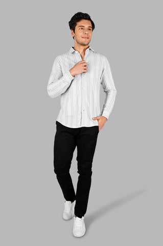 Grey Striped Slim Fit Shirt Tim Paris