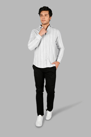 Grey Striped Slim Fit Shirt Tim Paris
