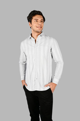 Grey Striped Slim Fit Shirt Tim Paris