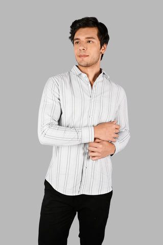 Grey Striped Slim Fit Shirt Tim Paris
