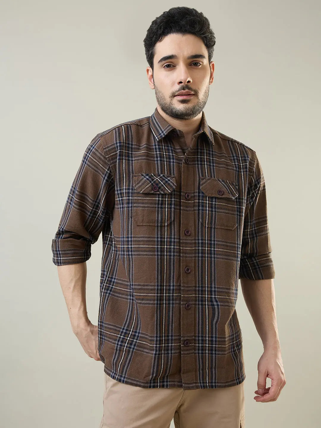 Green Checkered Regular Fit Shirt TIM PARIS