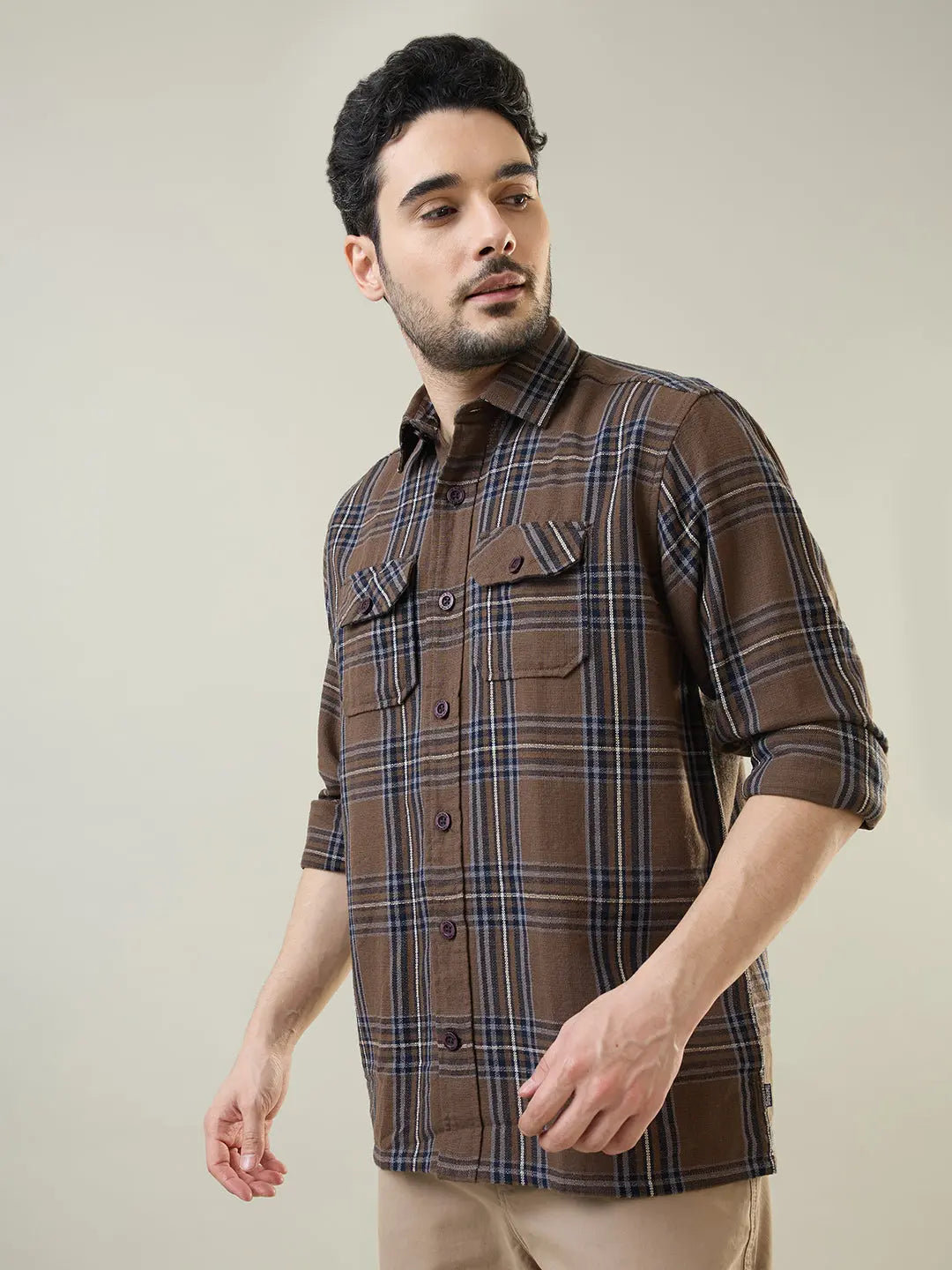 Green Checkered Regular Fit Shirt TIM PARIS