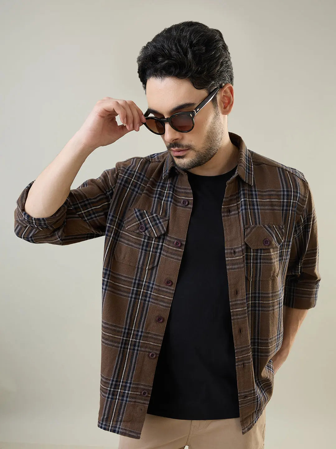 Green Checkered Regular Fit Shirt TIM PARIS