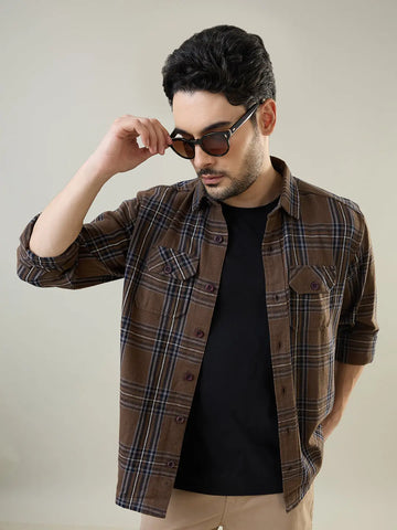 Green Checkered Regular Fit Shirt TIM PARIS